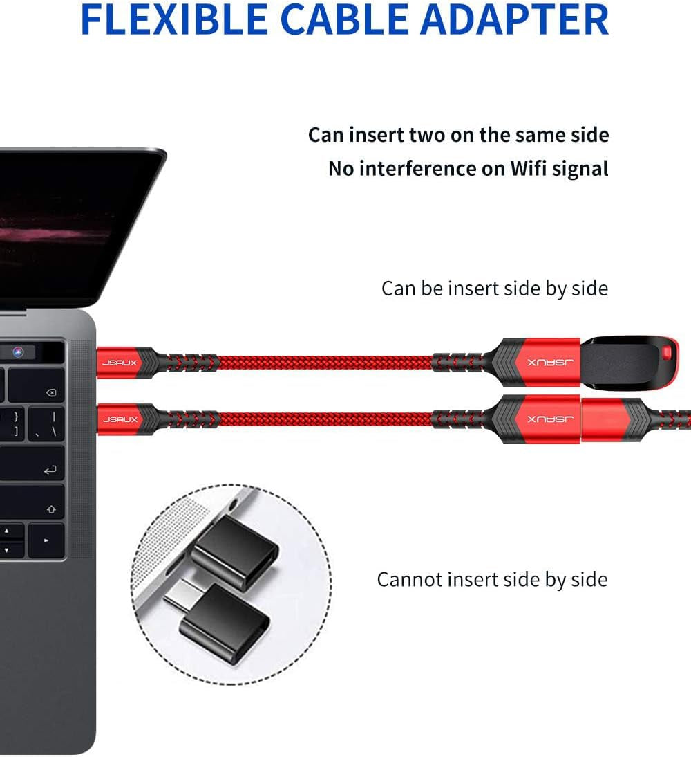 USB C to USB Adapter [2 Pack], Type C 3.0 OTG Cable on the Go Type C Male to USB a Female Adapter Compatible with Macbook, Iphone 16 Pro Max/16 Plus/16E/15, Samsung Galaxy S25/S24/S23-Red